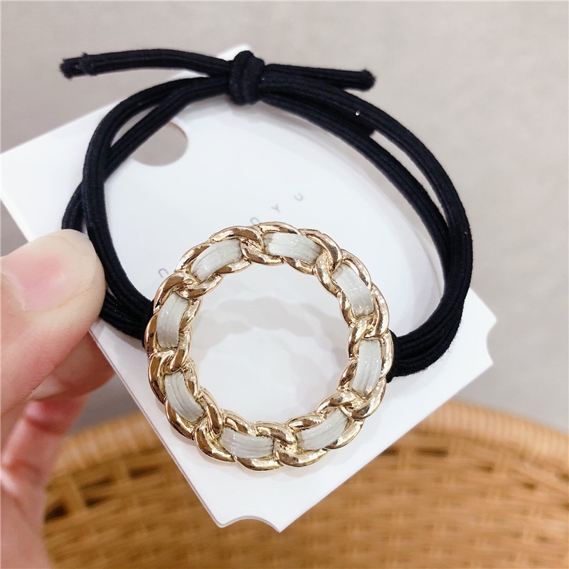 Dây Cột Tóc Cao Su Đính Bóng Lông Đơn Giản Kiểu Nhật Hàn