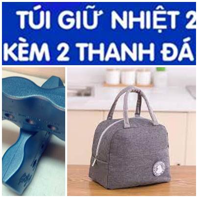 Túi Giữ Nhiệt Cơm Văn Phòng tặng kèm 2 thanh đá khô giữ nhiêt