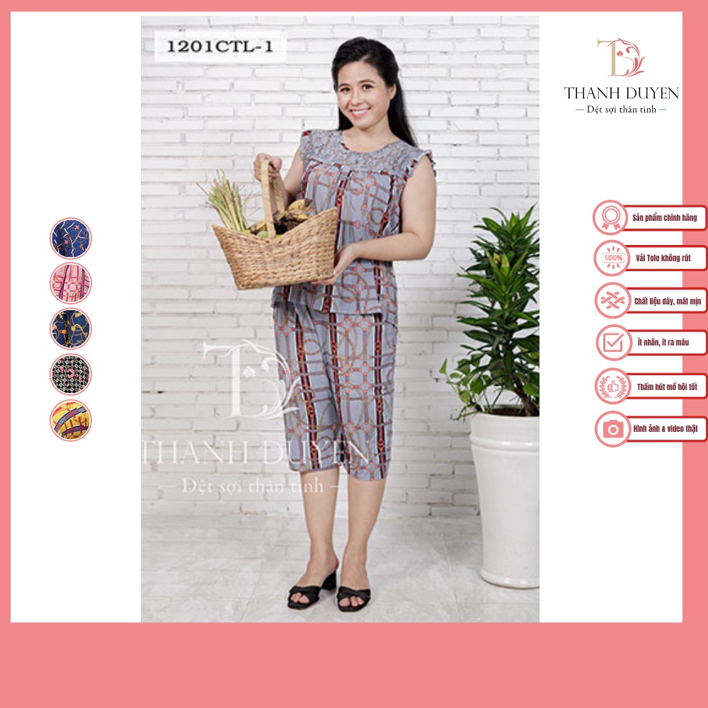 Đồ bộ Tole nữ mặc nhà Thành Duyên hoa, không rút, thoáng mát (1201CTL P1)