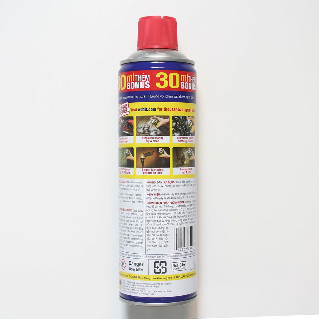 WD-40 DẦU BÔI TRƠN & CHỐNG RỈ SÉT ĐA NĂNG (412ML + Tặng thêm 30ML%)