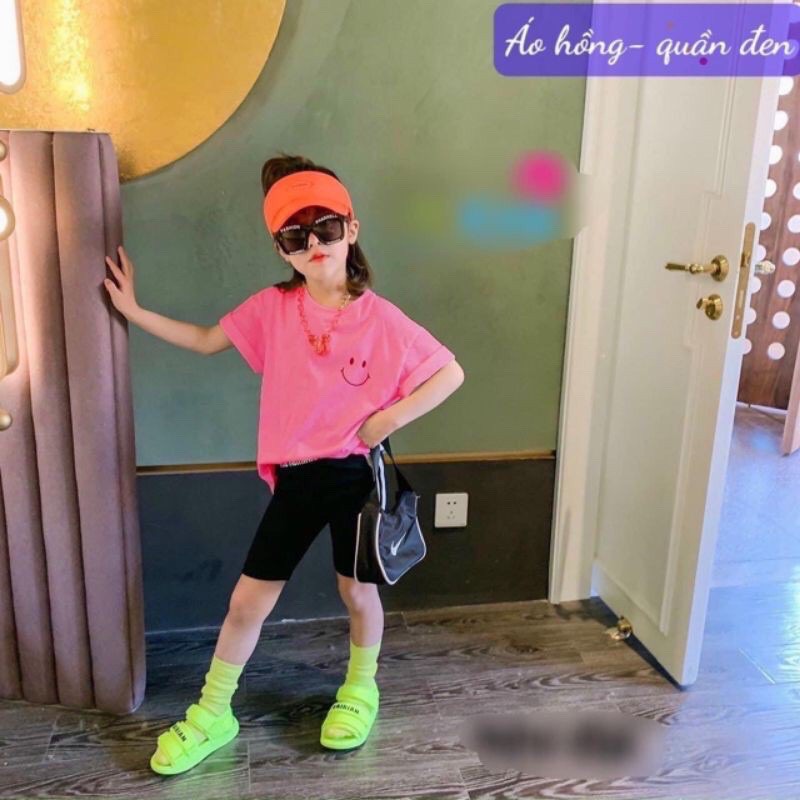 Set bộ áo Smile quần legging bé gái