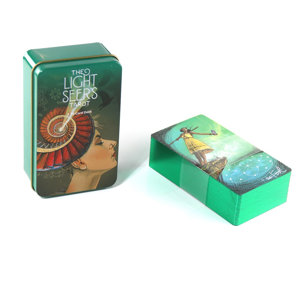 [Mạ Cạnh] Bộ Bài The Light Seer's Tarot Hộp Thiếc Mạ Cạnh Xanh Lá 78 Lá Tặng Link Tiếng Việt Và Đá Thanh Tẩy TH48