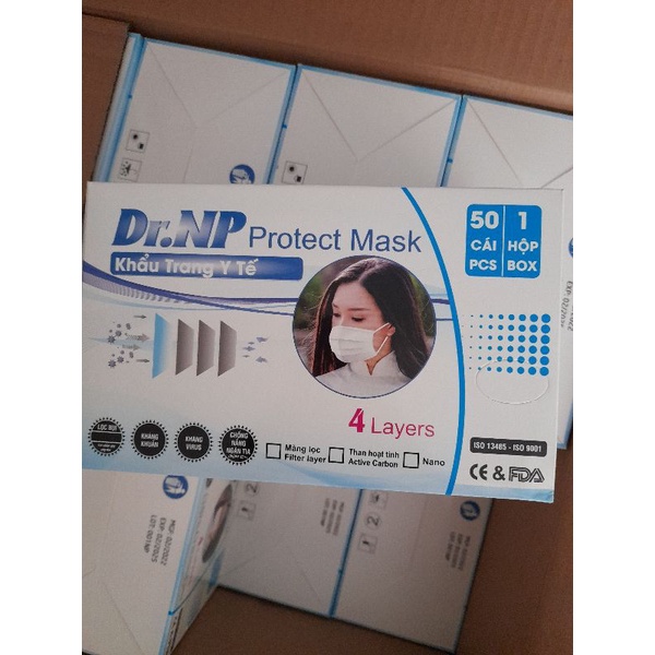 Khẩu trang y tế Dr.NP cao cấp công nghệ kháng khuẩn 4 lớp Medical Masks 50 CÁI /hộp
