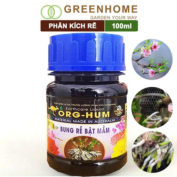 Phân bón lá kích rễ Greenhome, org hum, chai 100ml, dưỡng rễ, kích ra rễ, kích chồi, nảy mầm