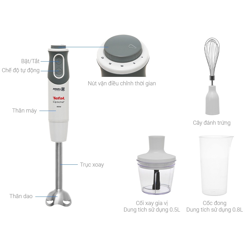 Máy xay sinh tố cầm tay mini Tefal, Máy xay ép trái cây hoa quả tiện lợi cho gia đình - HAPOS
