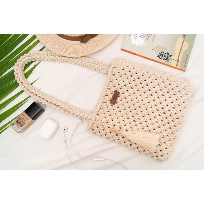 Túi xách đeo vai Macrame phong cách boho chic, vintage