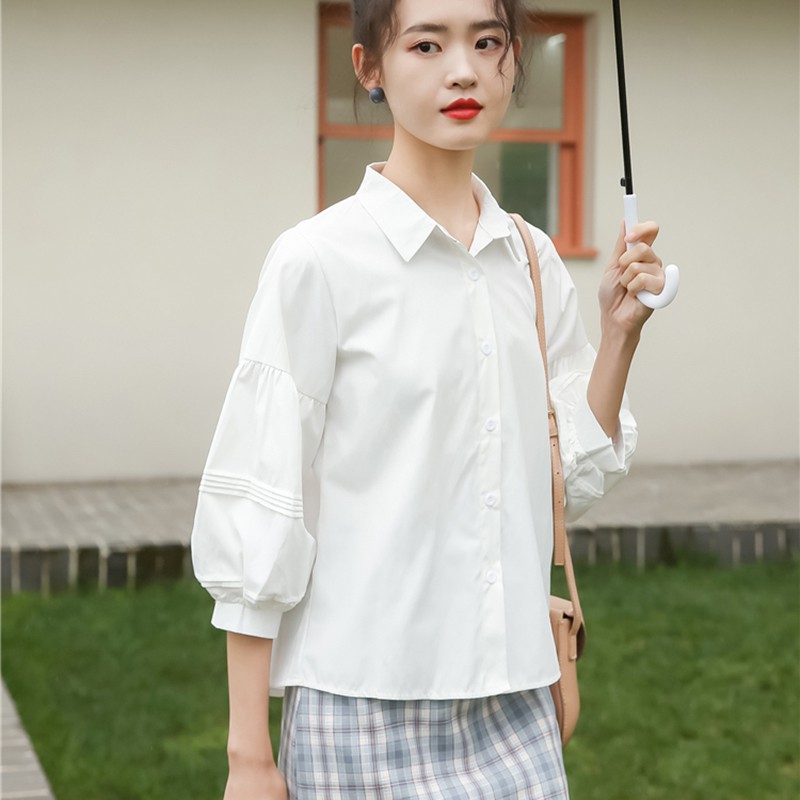 Áo sơ mi trắng nữ kiểu tay bồng xếp ly Chunxuu, phong cách trẻ trung chất liệu vải đẹp mềm mại - SP22