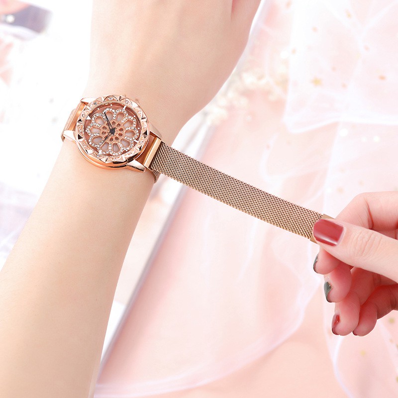 Đồng hồ nữ giá rẻ, đồng hồ đeo tay dây kim loại MODIA nam châm, cao cấp, sang chảnh, không thấm nước