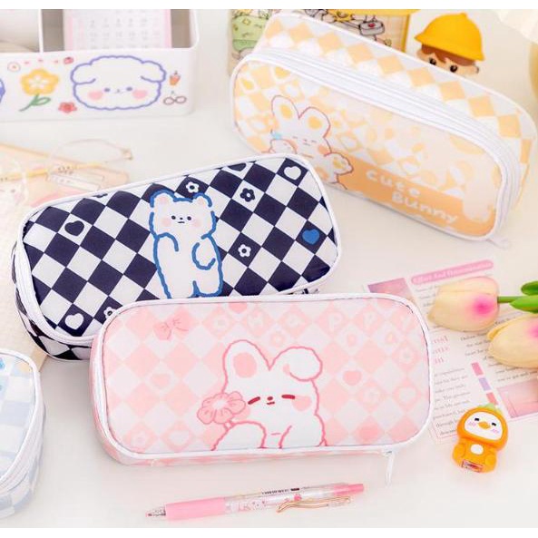 Túi Đựng Bút Bằng Vải Họa Tiết Caro