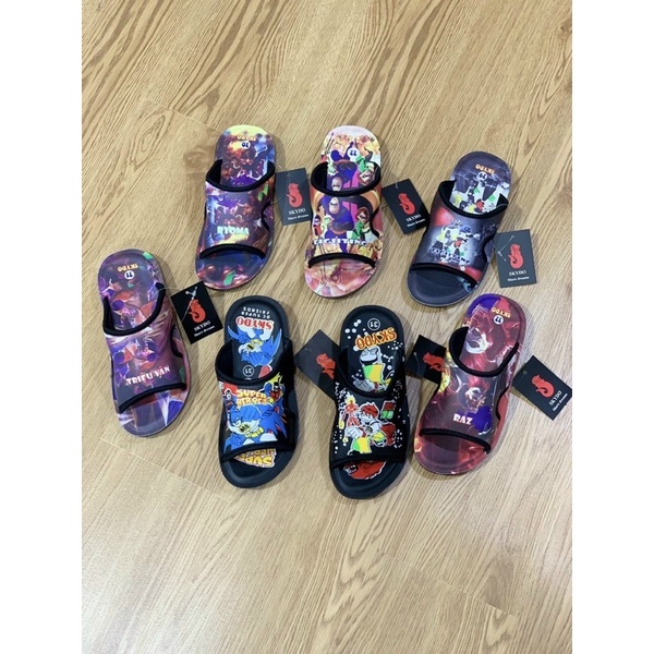 Dép lê bé trai chất liệu da bò,in kĩ thuật số 3D siêu nhẹ,siêu bền