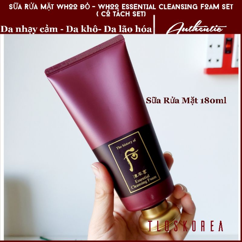 Sữa Rửa Mặt Whoo Đỏ - Giảm Nhăn - Chống Lão - Bổ Sung Tân Dịch Whoo Đỏ Jinyul Essential Foam