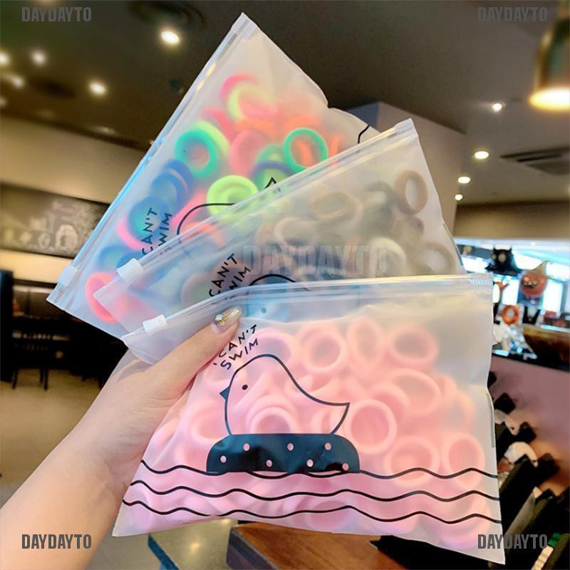 Set 50 / 100 Dây Cột Tóc Co Giãn Màu Trơn Dành Cho Nữ