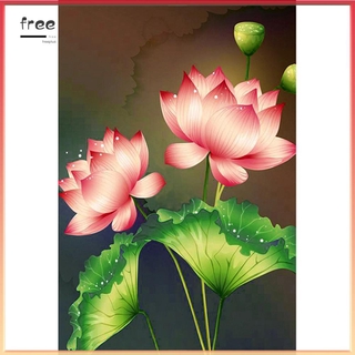 Tranh Đính Đá 5d Tự Làm Hình Hoa Sen Màu Hồng