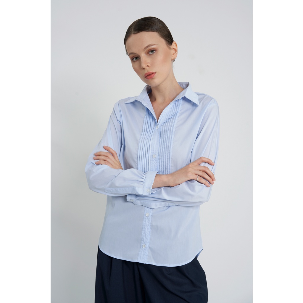 Áo sơ mi nữ KHÂU BY CQ chất Cotton Linen tay dài Slim-fit Tailored