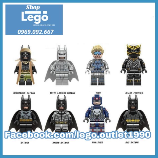 Xếp hình Tony Stark - Black Panther&lt;br&gt;- Batman - Akham - Punisher Siêu anh hùng Lego Minifigures Lele D011 018