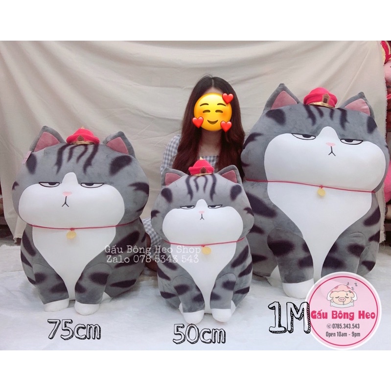 Gấu Bông Mèo Hoàng Thượng Siêu Cấp, hàng nhập cao cấp size 50cm/75cm/1M