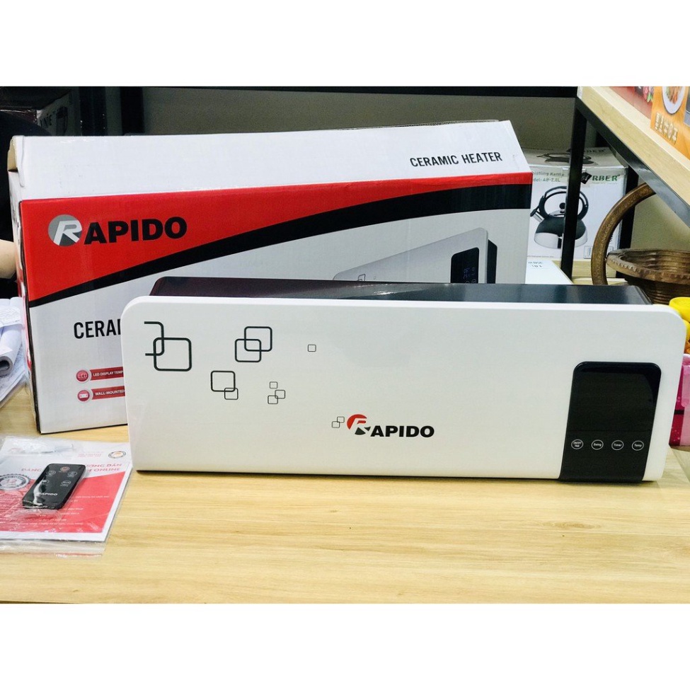 Máy sưởi gốm RAPIDO cảm ứng RCH2000D Điều khiển điện tử, điều khiển từ xa BH chính hãng 12 tháng