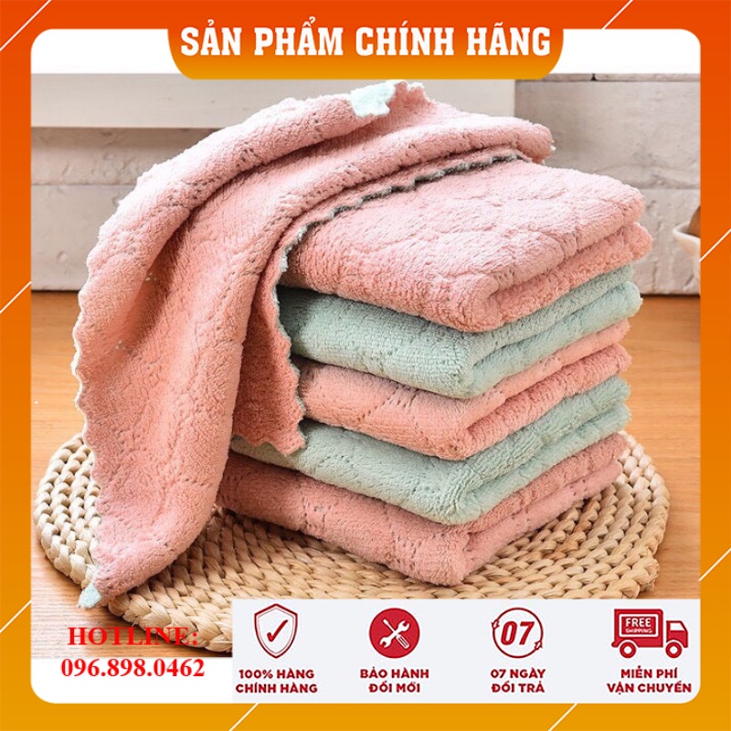 Khăn lau đa năng bếp, bát đĩa, cốc chén thấm nước chống dính dầu mỡ hai mặt loại to 15x26cm