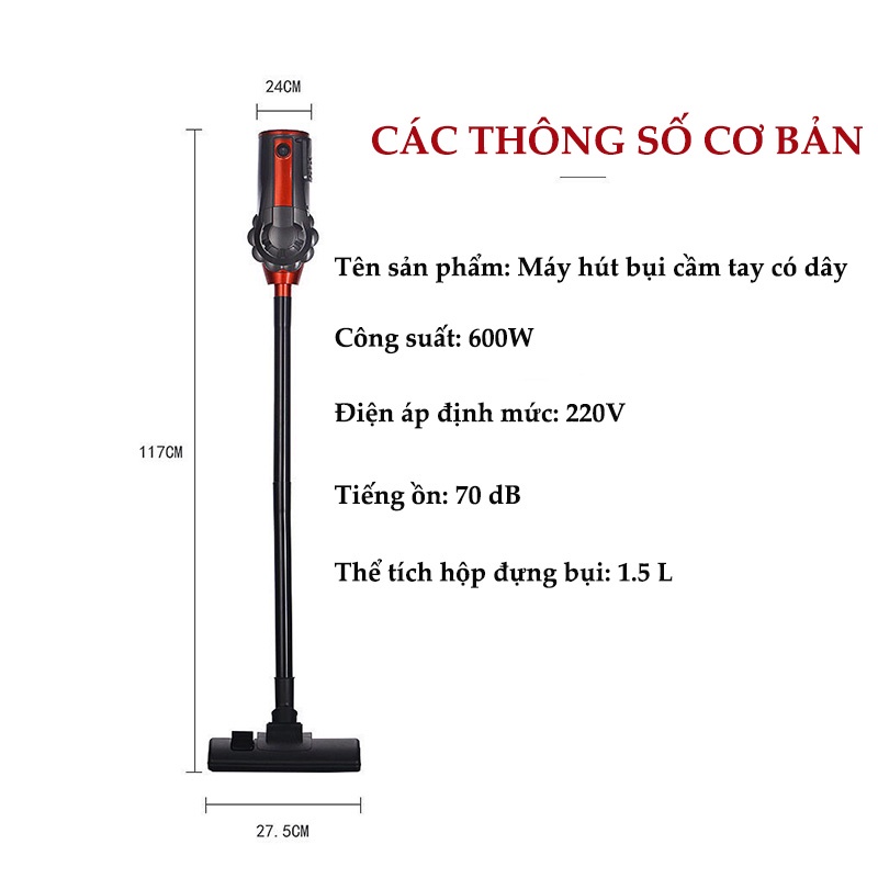 [CÓ BẢO HÀNH] Máy Hút Bụi Cầm Tay Có Dây Green Home công suất lớn, lực hút mạnh, nhỏ gọn, tiện lợi, -LB209212