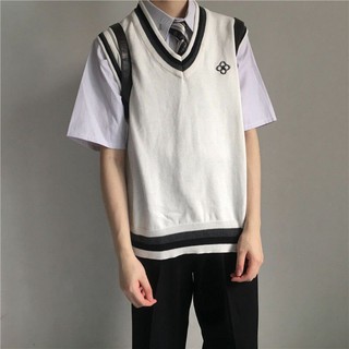 Áo gile len kẻ trơn unisex