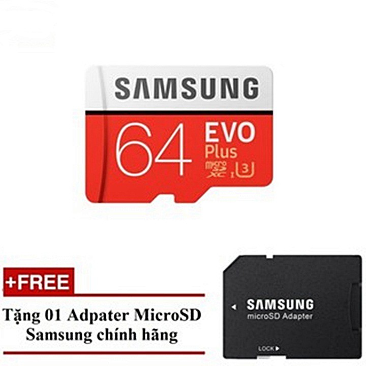 [BH 5 năm] Thẻ Nhớ MicroSD 64GB chính hãng Samsung Evo Plus U3 Class 10 - Tốc độ lên đến 100MB/s (Tặng kèm Adapter)