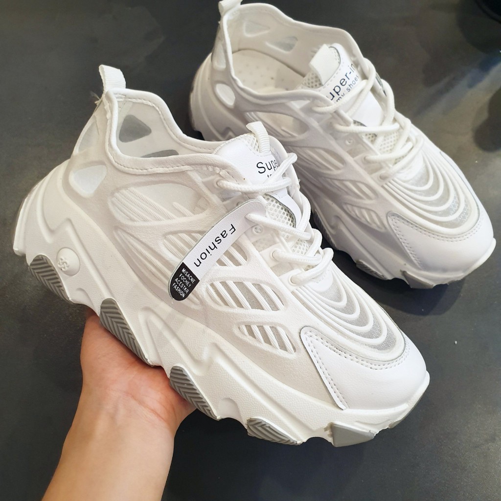 [GIÀY MÙA HÈ MỚI 2020] Giày thể thao nữ 700V3 màu trắng/kem lưới thoáng chân nâng độn đế 5cm đẹp hot trend đi mưa đi học | BigBuy360 - bigbuy360.vn