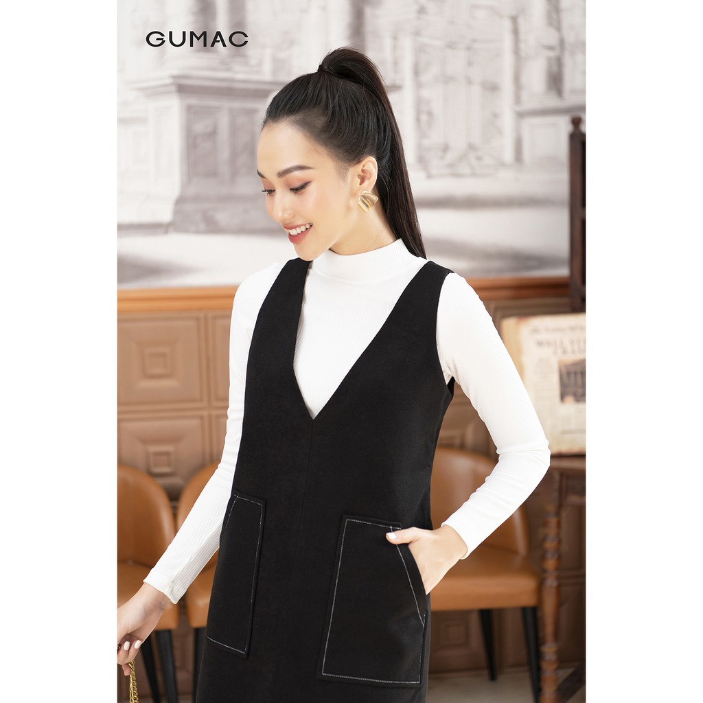 Đầm dạ suông có túi GUMAC DA12253 [Không kèm áo trong