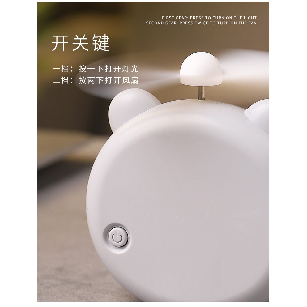 Quạt sạc mini hình heo,gấu,mèo cute có đèn led