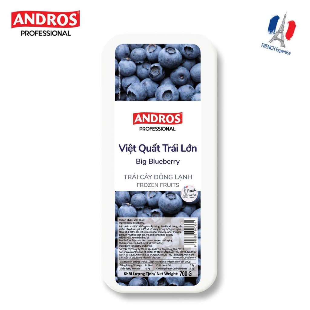 [Chỉ giao HCM] ANDROS - Việt quất trái lớn đông lạnh (Big Blueberry Frozen) - Trái cây đông lạnh