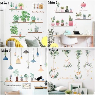 Decal dán tường hàn quốc cây cảnh thiên nhiên , Bóc dán từng chi tiết siêu xinh