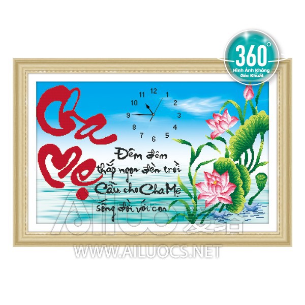 Tranh đính đá Đồng hồ - Cha mẹ - mã Sp 77352