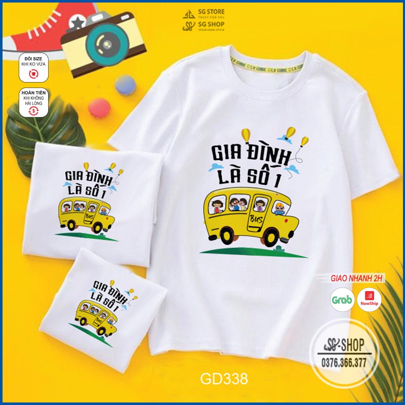 Áo thun gia đình là số 1 Đồng phục gia đình 3/4/5 người giá rẻ thun cotton 4 chiều GD338T