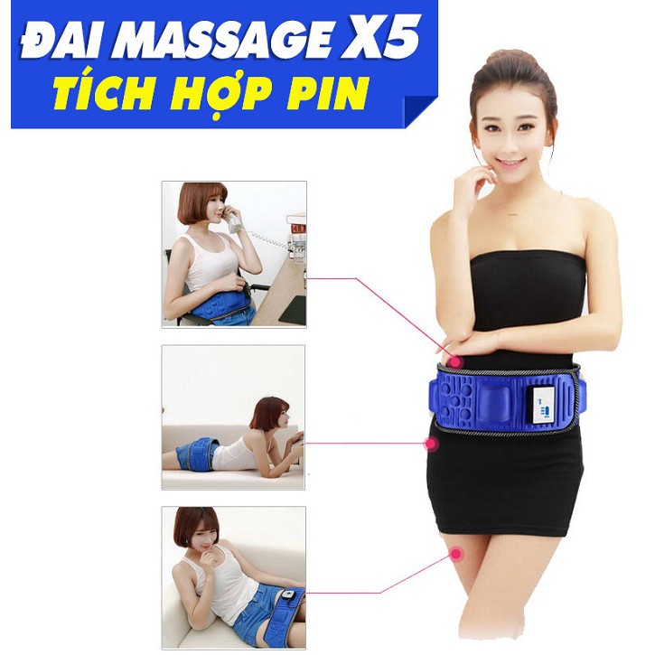 (HÀNG CHÍNH HÃNG) máy massage bụng X5 tích hợp pin,đánh tan các ngấn mỡ thừa hiệu quả tại các vùng bụng, eo, đùi..