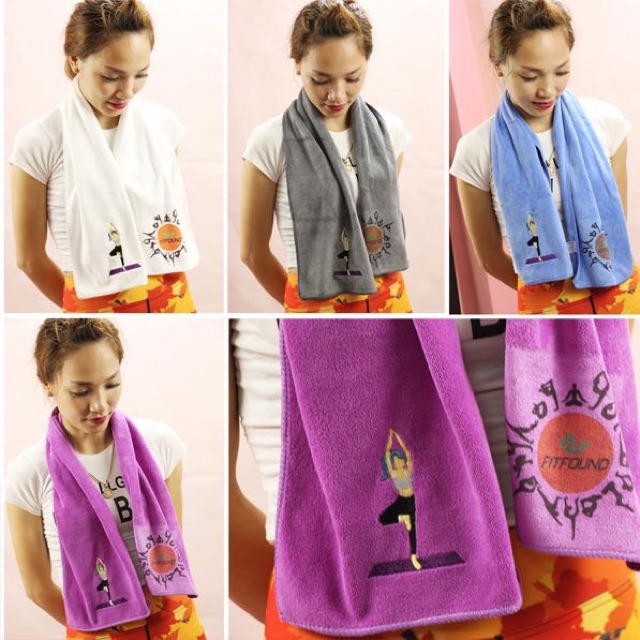 Khăn Cotton Thể Thao Lau Thấm Mồ Hôi Thêu Hình Cô Gái Tập Yoga