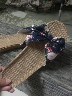 Dép cói nữ nơ hoa