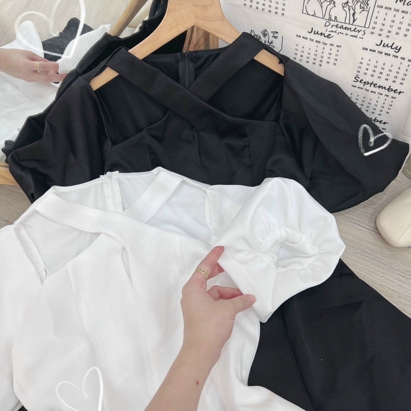 Đầm Váy Chéo Cổ 8 Mảnh Thanh Lịch Mặc Đi Chơi Đi Làm