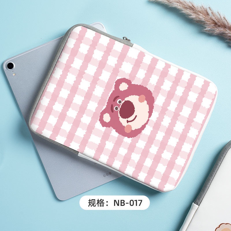Túi Đựng Laptop Họa Tiết Gấu Và Dâu Tây Dễ Thương Cho Macbook Air Ipad Pro 14 12.9 ASUS 10 11 12 13 14 15 Inch