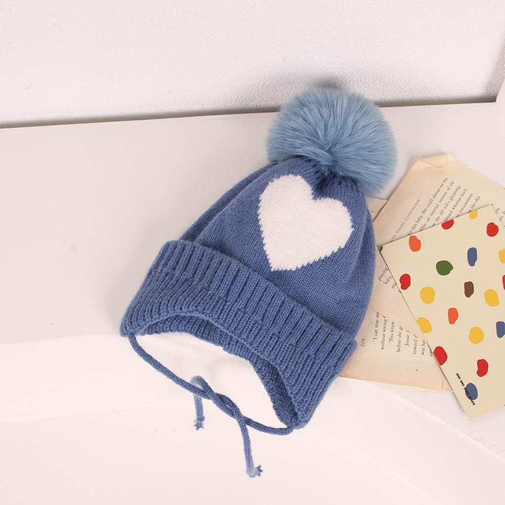 Mũ Đan Len In Hình Trái Tim Thời Trang Thu Đông Cho Bé