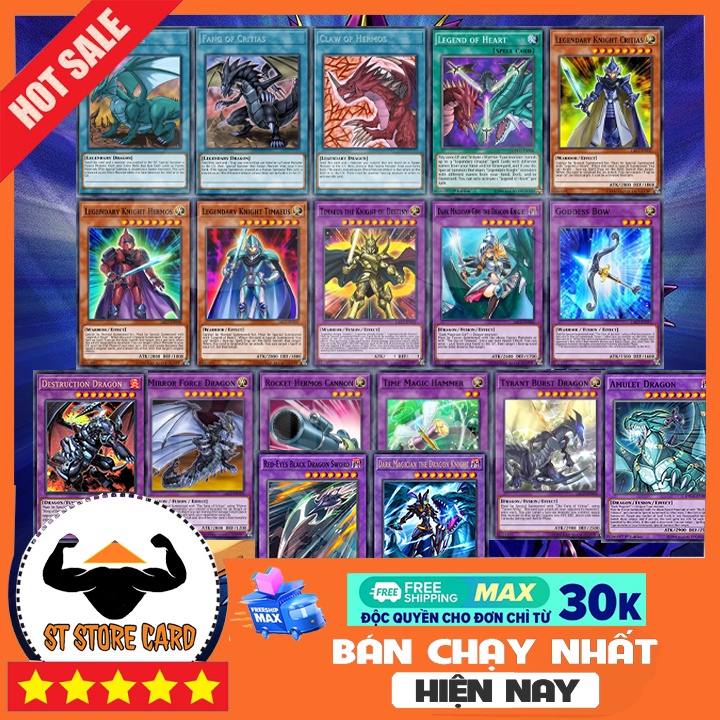 [Bộ 18] Thẻ bài Yugioh bộ bài rồng thần vô danh [Thẻ in custom ST STORE CARD]