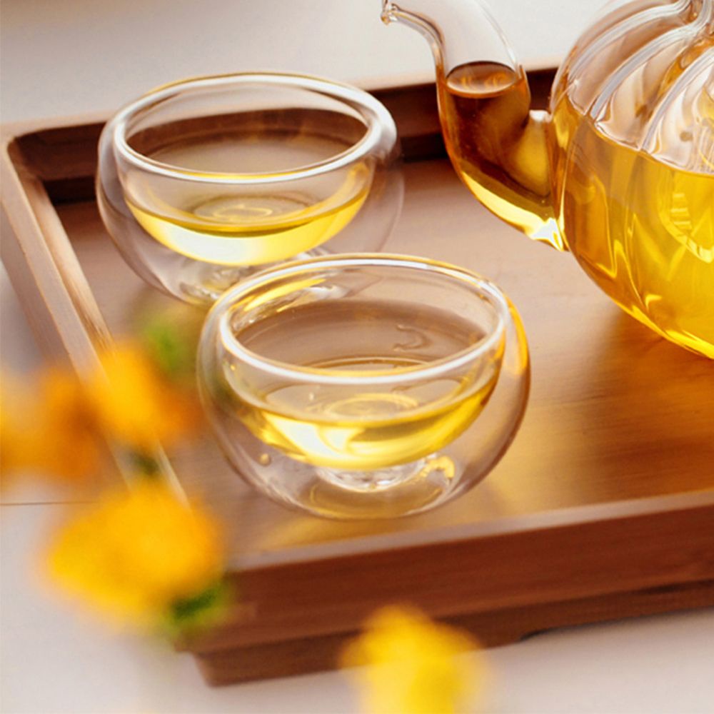 Cốc thủy tinh uống trà/cà phê/nước ép mini trong suốt cách nhiệt 50ml