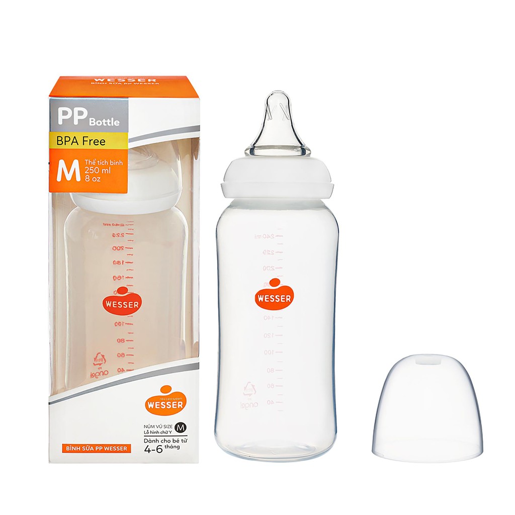 Bình sữa Wesser PP Bottle kháng khuẩn 60ml/ 140ml/ 250ml