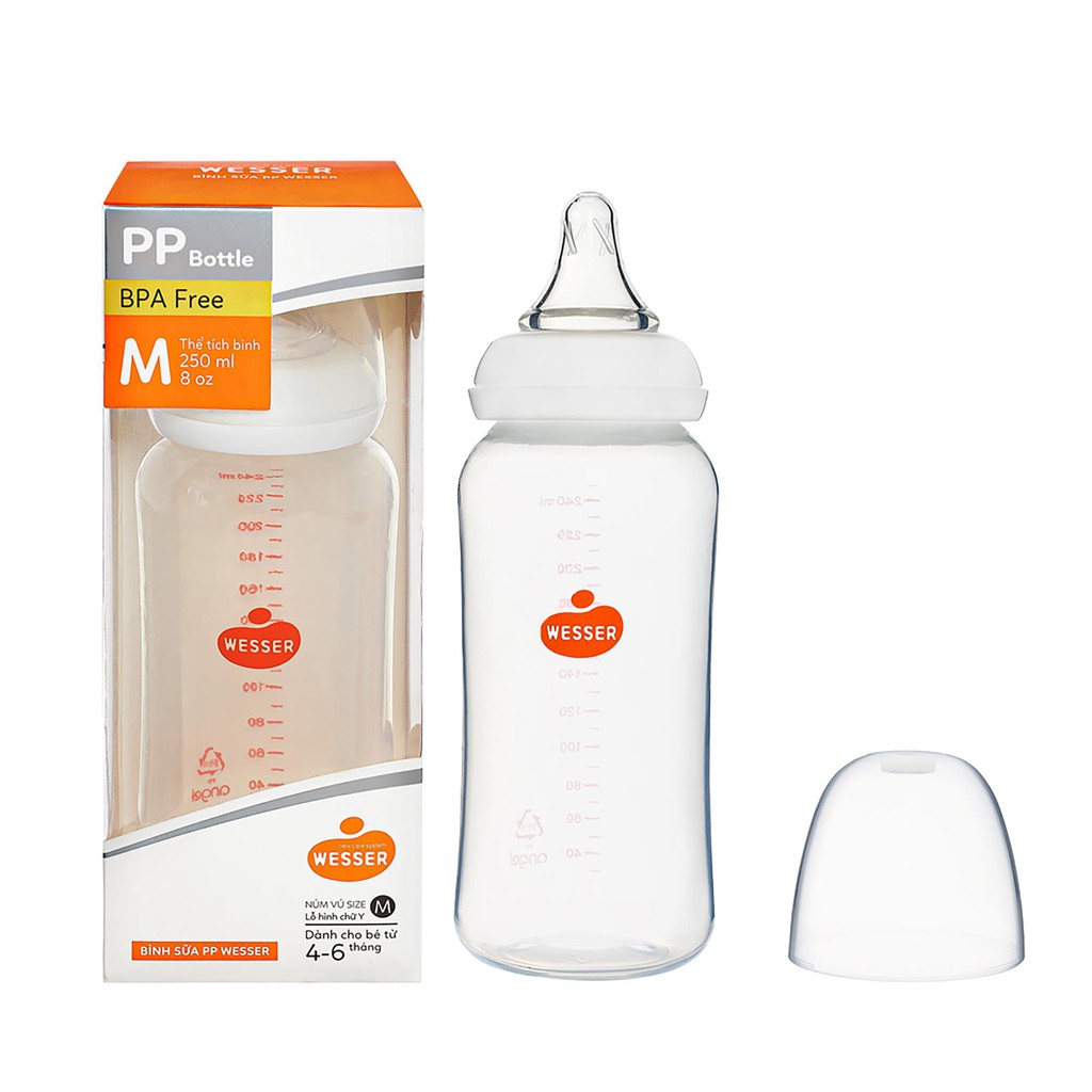 Bình sữa PP Wesser (cổ hẹp) 250ml