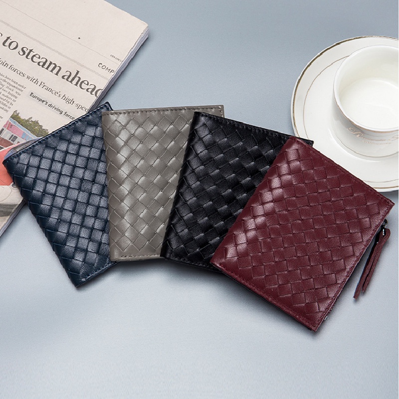 Ví Da Cừu Siêu Mỏng Dáng Ngắn Có Khóa Kéo Đựng Thẻ/Tiền Xu Thời Trang Mới