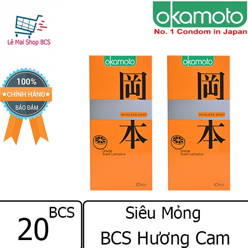 Combo 2 Hộp Bao Cao Su Okamoto Purity Hương Cam Siêu Mỏng 20 Cái