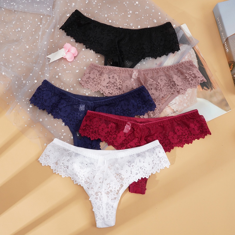 Set 3 quần lót ren ZXYOUPING lưng thấp nâng mông quyến rũ thời trang cho nữ