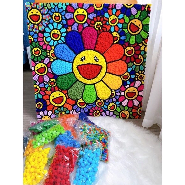 Tranh Hoa Kaikai gắn hạt Bombom