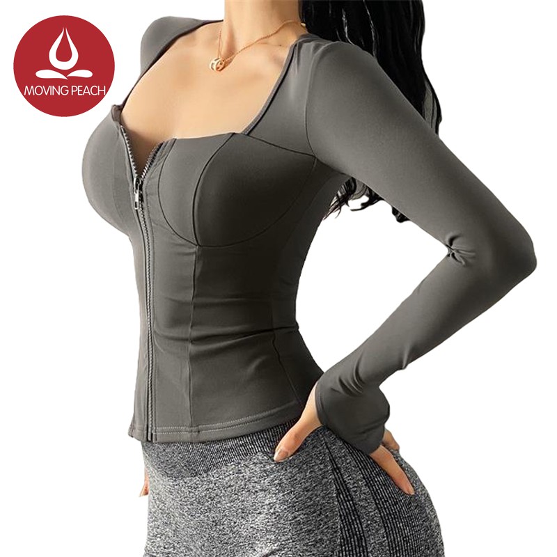 Áo Thể Thao Moving Peach BSJ Tay Dài Tập Yoga Ôm Dáng Có Đệm Kiểu Áo Khoác Thời Trang