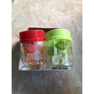 2 hũ gia vị thuỷ tinh nắp nhựa 440ml 11x8cm hũ đựng mắm muối