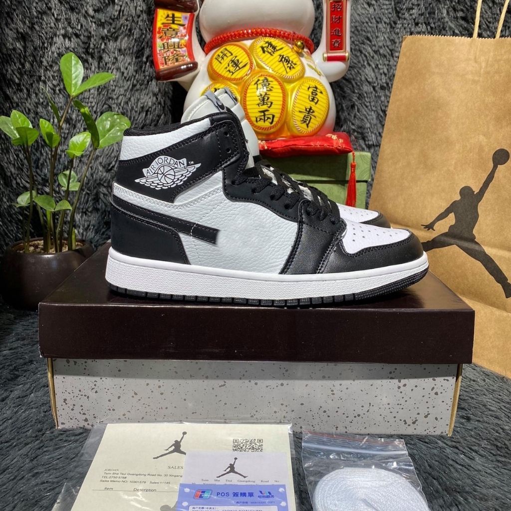 Giày thể thao Jordan panda JD 1 cao cổ đen trắng, Giày sneaker air Jodan 1 high panda cổ cao nam nữ dễ phối đô