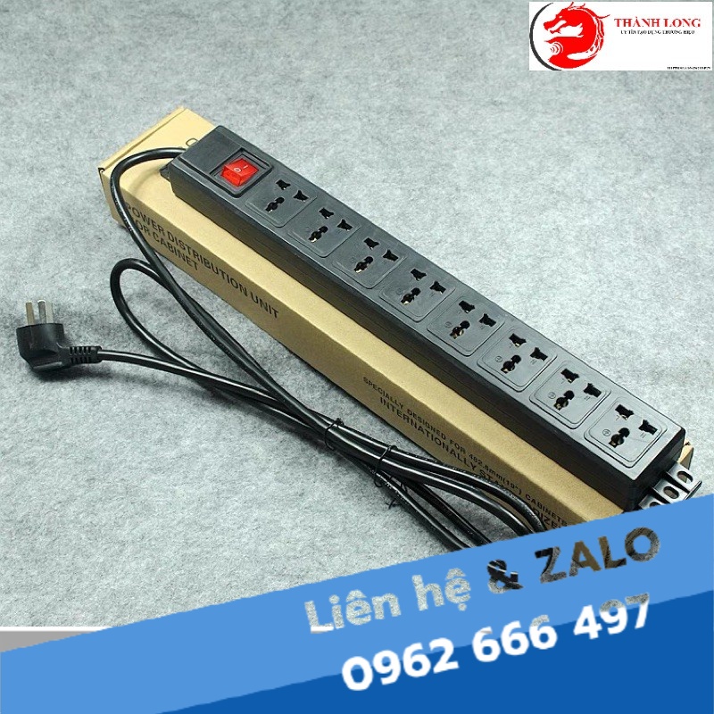 Ổ cắm nguồn PDU 8 chấu loại 3 chân cắm dùng cho tủ rack 19"